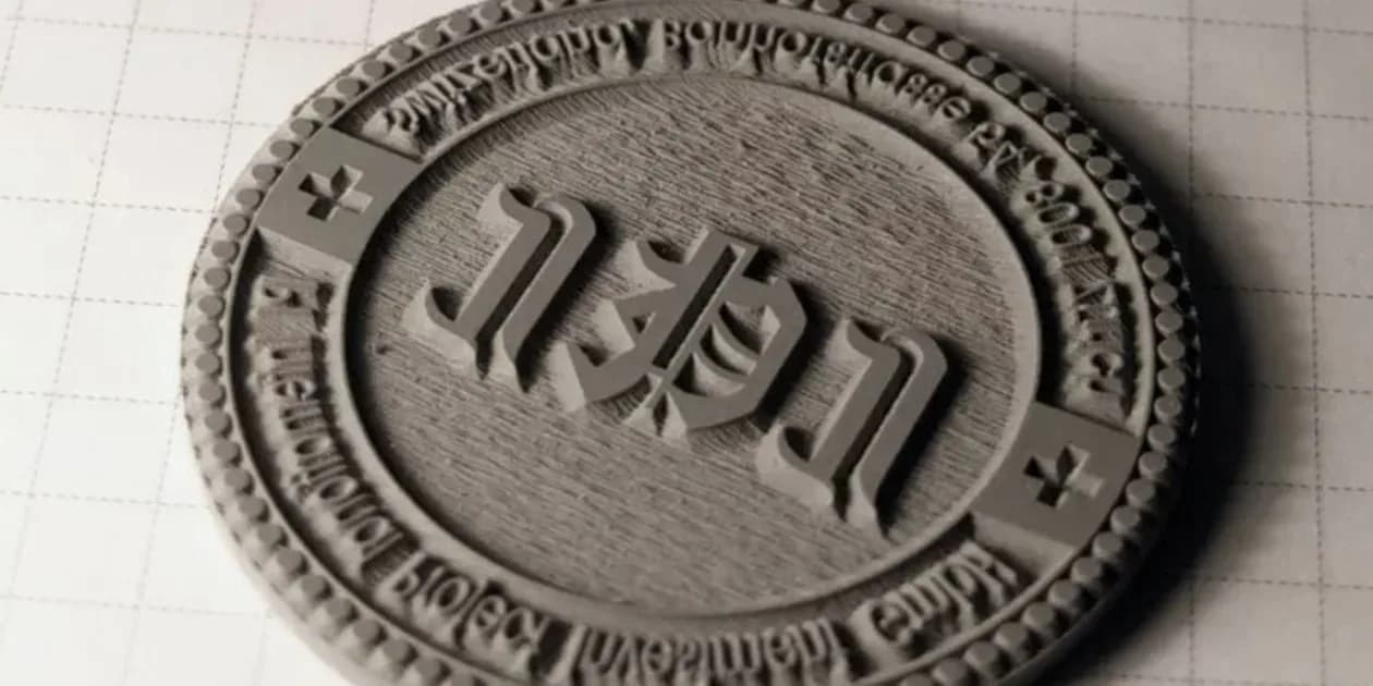Круглая резиновая печать с выгравированным рельефом надписи по краю и в центре